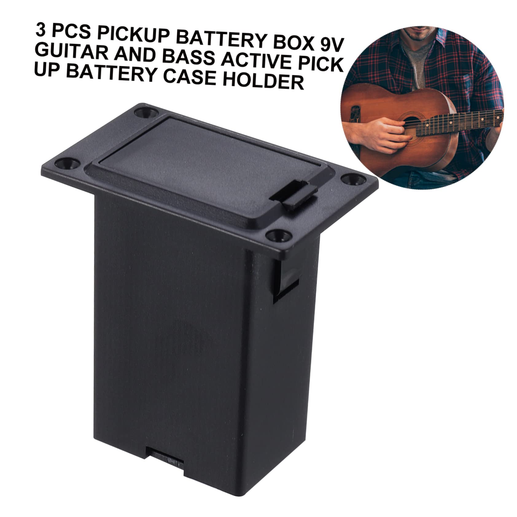 Abaodam 3sets 9v Battery Case Holder for Guitar Bass Pickup Acoustic Battery Box Active Pickup Guitar 3pcs*3