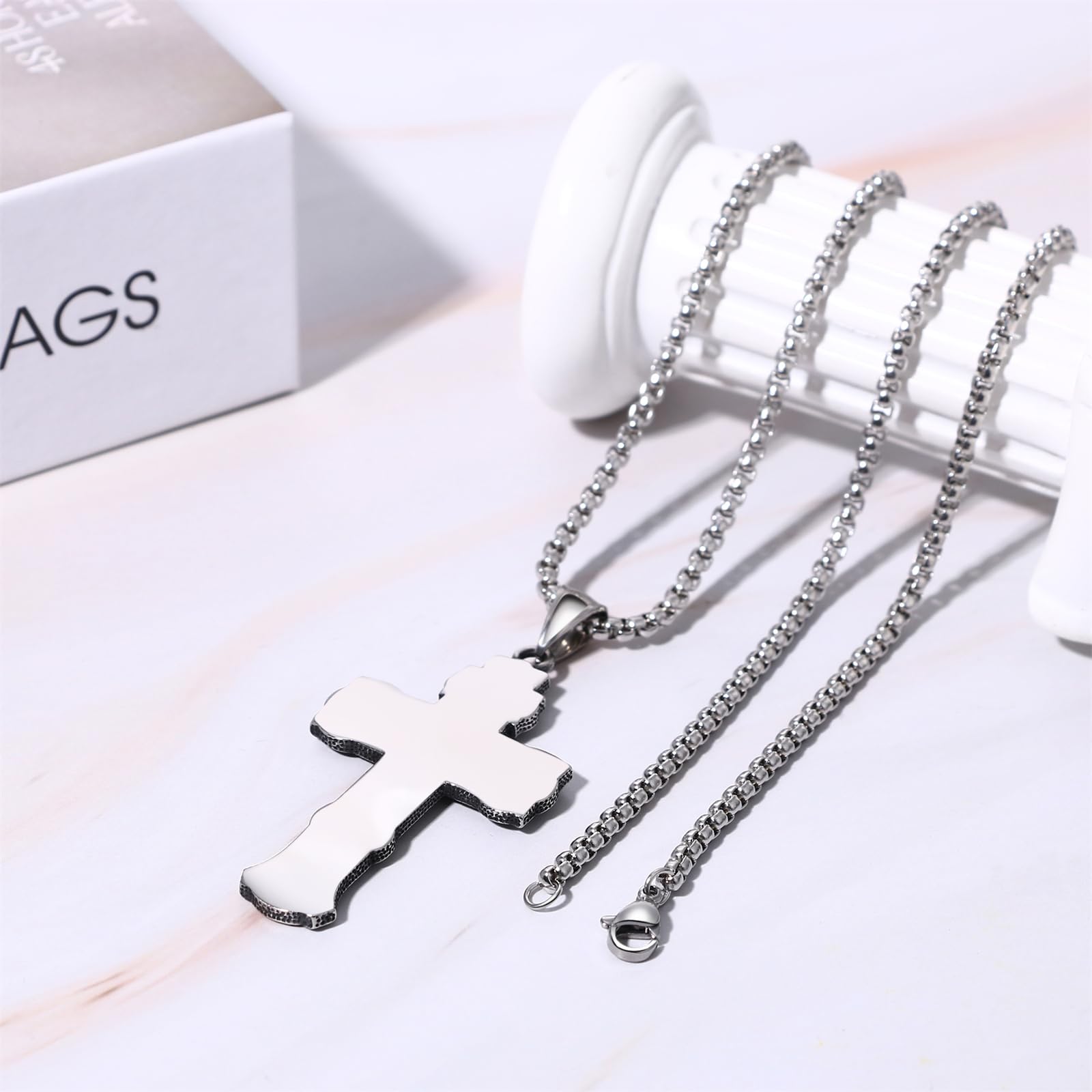 JewelryWe Collana con Pendente Orthodox Croce in Acciaio Inossidabile per Uomo Donna Regalo Natale