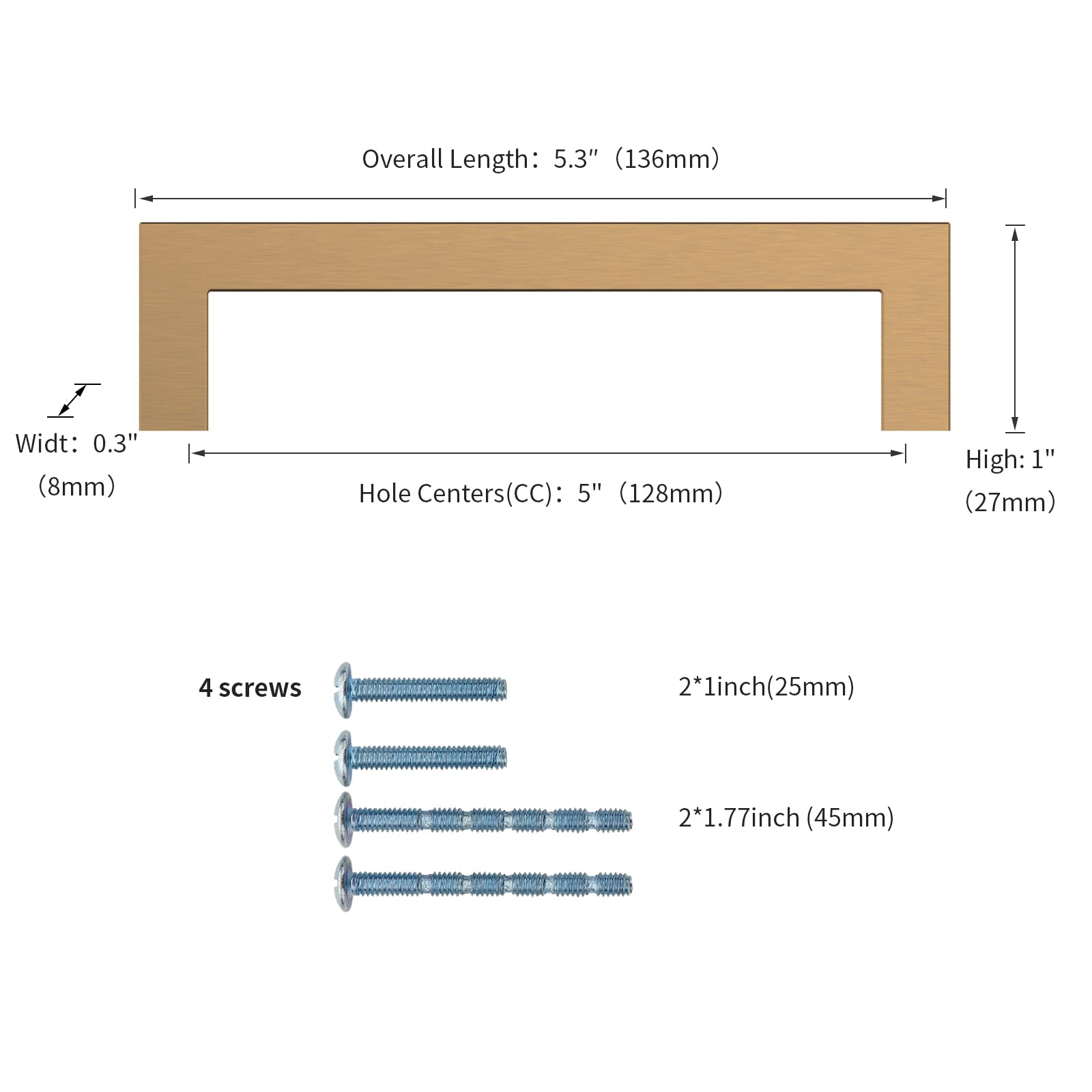 KNOKLOCK 6 Pack 5 Inch(128mm) Kitchen Cabinet Handles Champagne Bronze Cabinet Pulls Gold Kitchen Cabinet Hardware Zinc Drawer Pulls for Dresser Cupboard Wardrobe