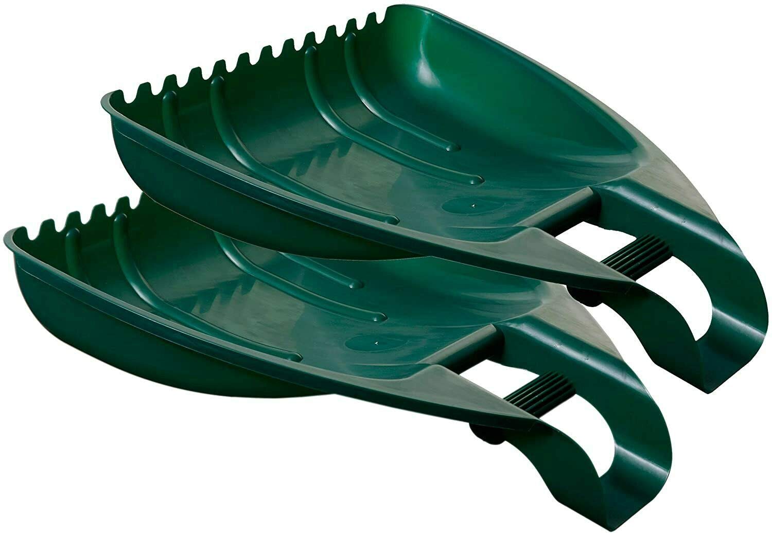 DNQ Heavy Duty Set of 2 Leaf Grabbers - Premium Quality Forest Green Garden Grass Waste Leaves Dirt Collector - Lightweight & Easy To Use Handled Pair Scoops Keeps Your Outdoor Area Clean & Tidy.