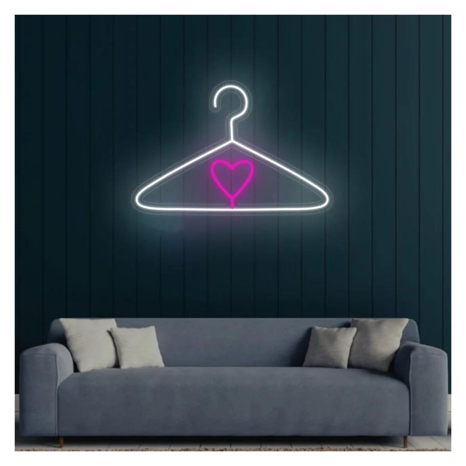 LEMST Signs Lamp Hanger Neon Sign USB Powered Adjustable Brightness Heart Neon Lights, for Store Wall Decoration 25cmx30cm(B)