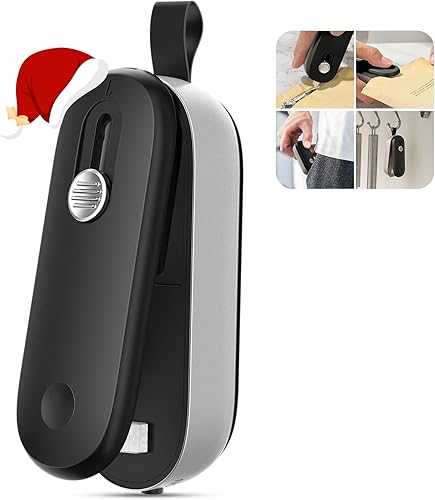 ODSD Mini sellador de bolsas 2 en 1, sellado térmico y cortador con cordón, sellador portátil de bolsas de chips de mano para aperitivos, dulces y