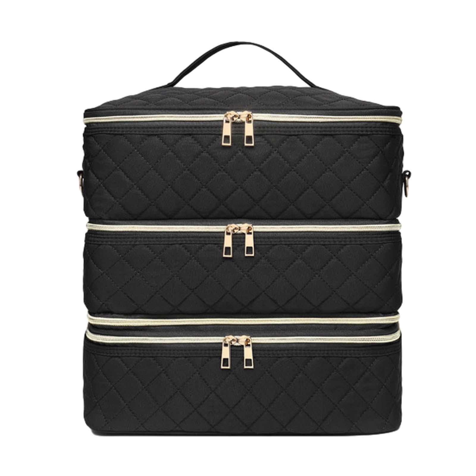 Bolsa de almacenamiento de esmalte de uñas de tres capas, bolsa de transporte para mujer, regalo para 80 esmaltes de uñas