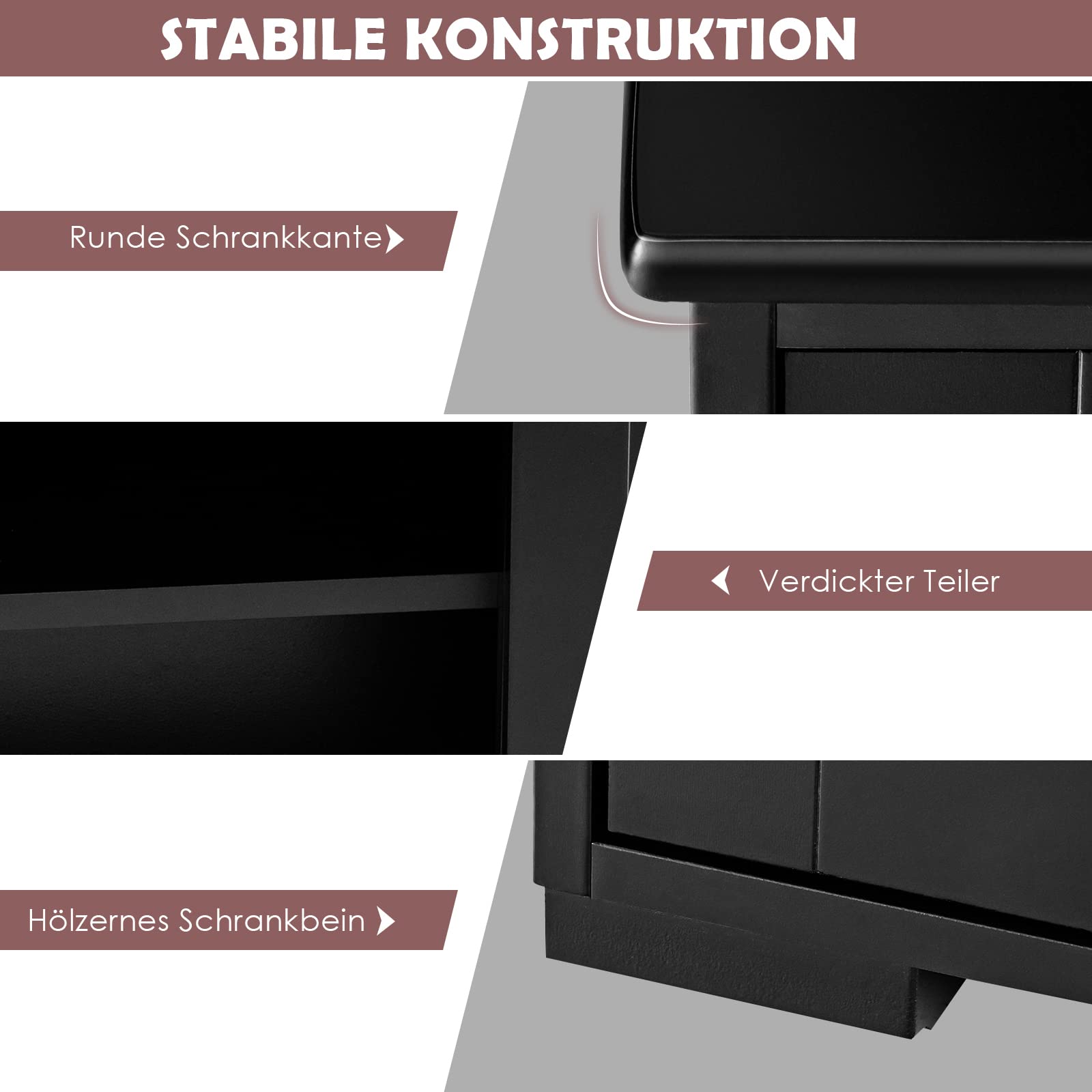 Berlin A Multifunctionele kast - 100% MELAMINE - Walnoot, Antraciet | Leen Bakker