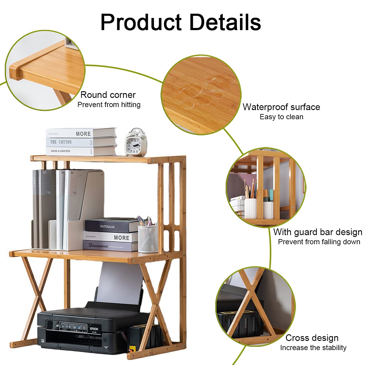 Buy Desktop Printer Stand 3 Tier Printer Table Rack Home Office Desk