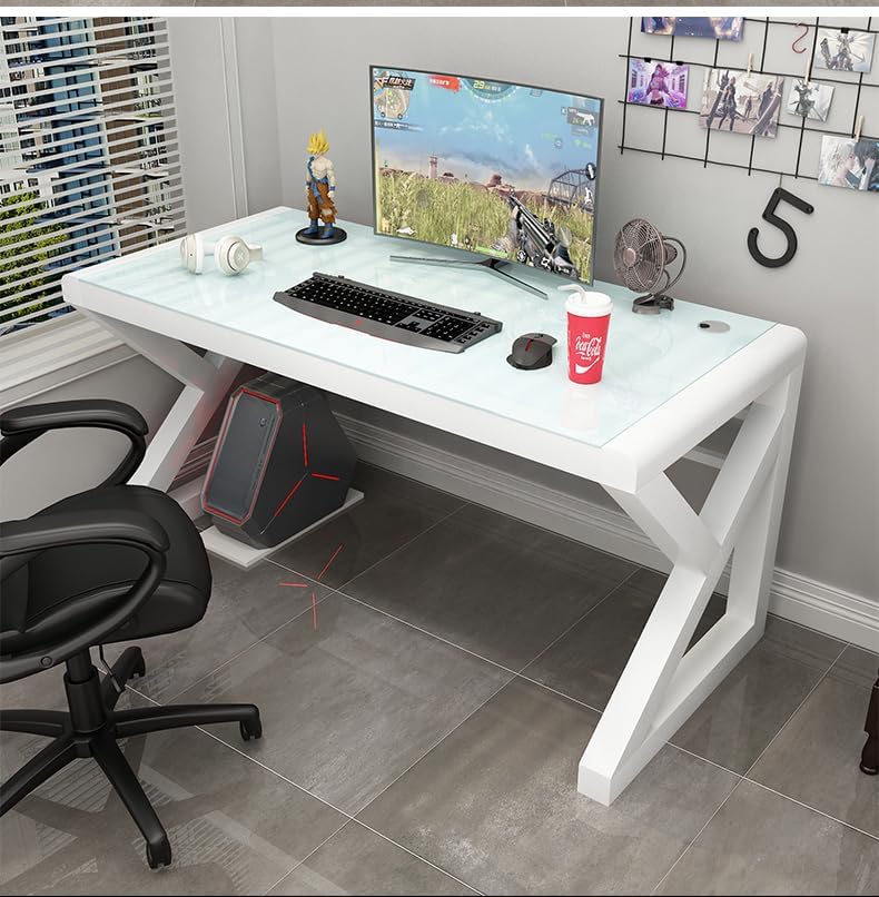 Miniatura 2 de Houjud Escritorio para computadora de 55.1 pulgadas, escritorio ultramoderno para oficina en casa, escritorio de estudio con patas en forma de X,