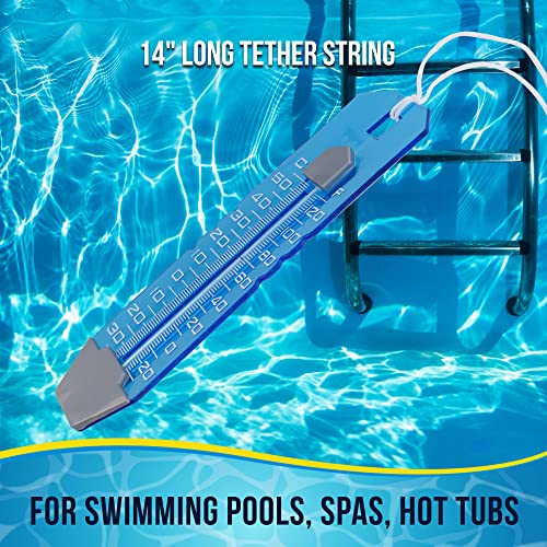 U.s. Pool Supply 10.5" Jumbo Pool Thermometer With Oversized Easy-To-Read Temperature Display, Transparent Blue, Tether String - Swimming Pools, Spas, Hot Tub - Measures Water Up To 120° F (50° C) #TOP3