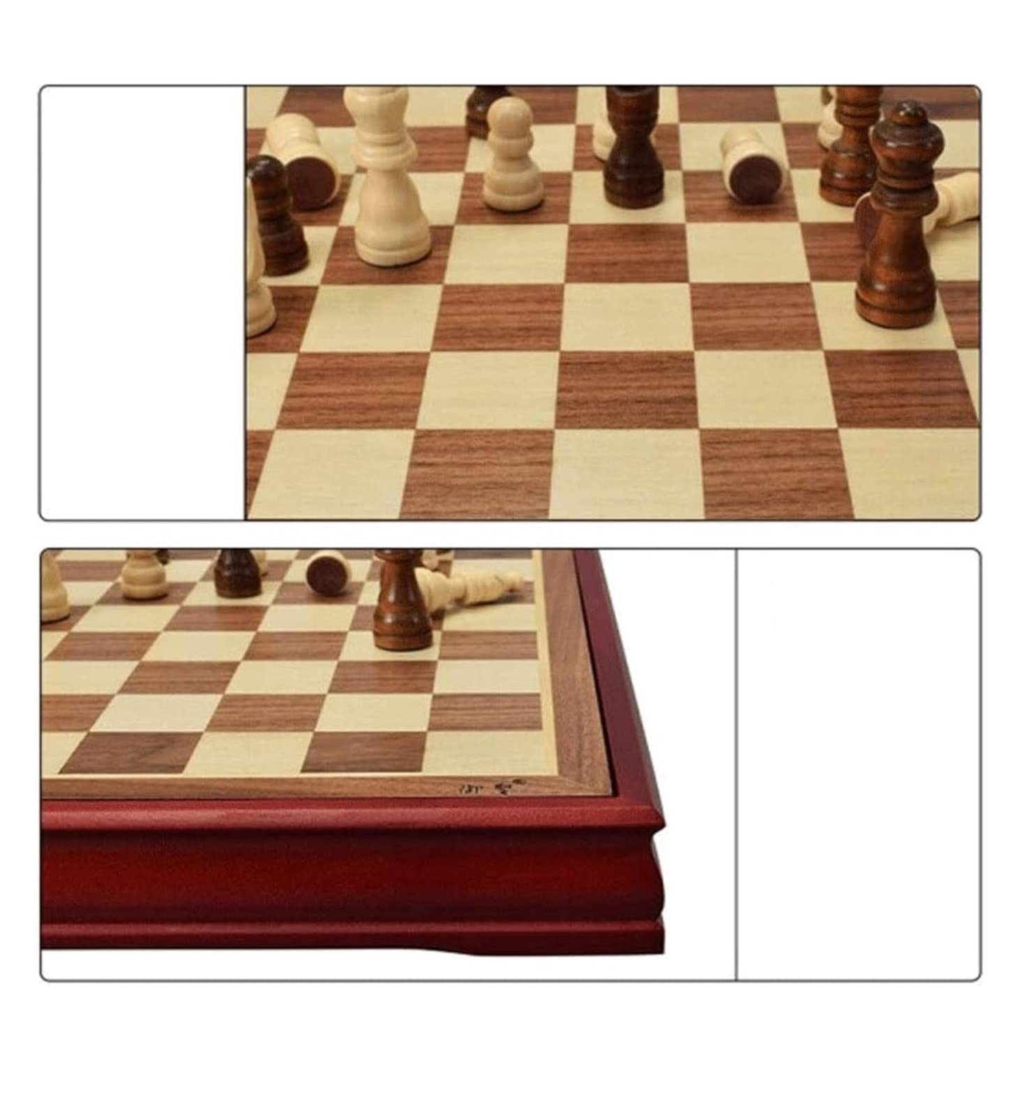 Zestaw Szachowy Szachy Gra Planszowa, Drewniany Zestaw Szachownica Do Przechowywania Kawałków Brzozy, W Strategiczne Gra(45 * 45 * 6cm)