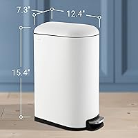 Vista 6 de happimess HPM1009C Roland Mini 2.6-Gallon Step-Open Trash Can with Soft-Close Lid, Modern, Minimalistic, Fingerprint Proof for Home, Kitchen, White