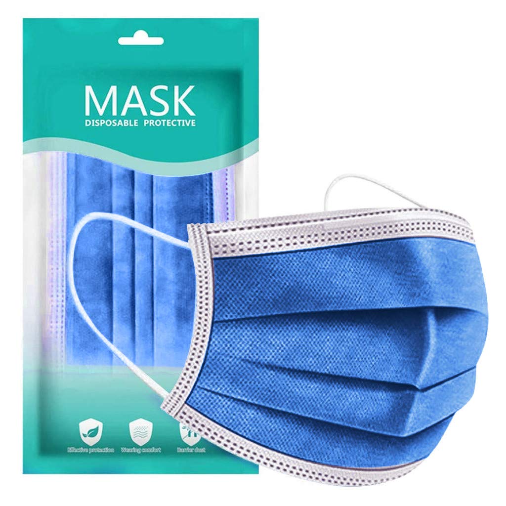 50/100/200 pack UK Comfortable Breathable 3-ply No Reusable Face_Màsks Outdoor Windproof Dustproof Mouth Protection Bandanas High Filtration & Ventilation Security (Blue-200 PCS-A)