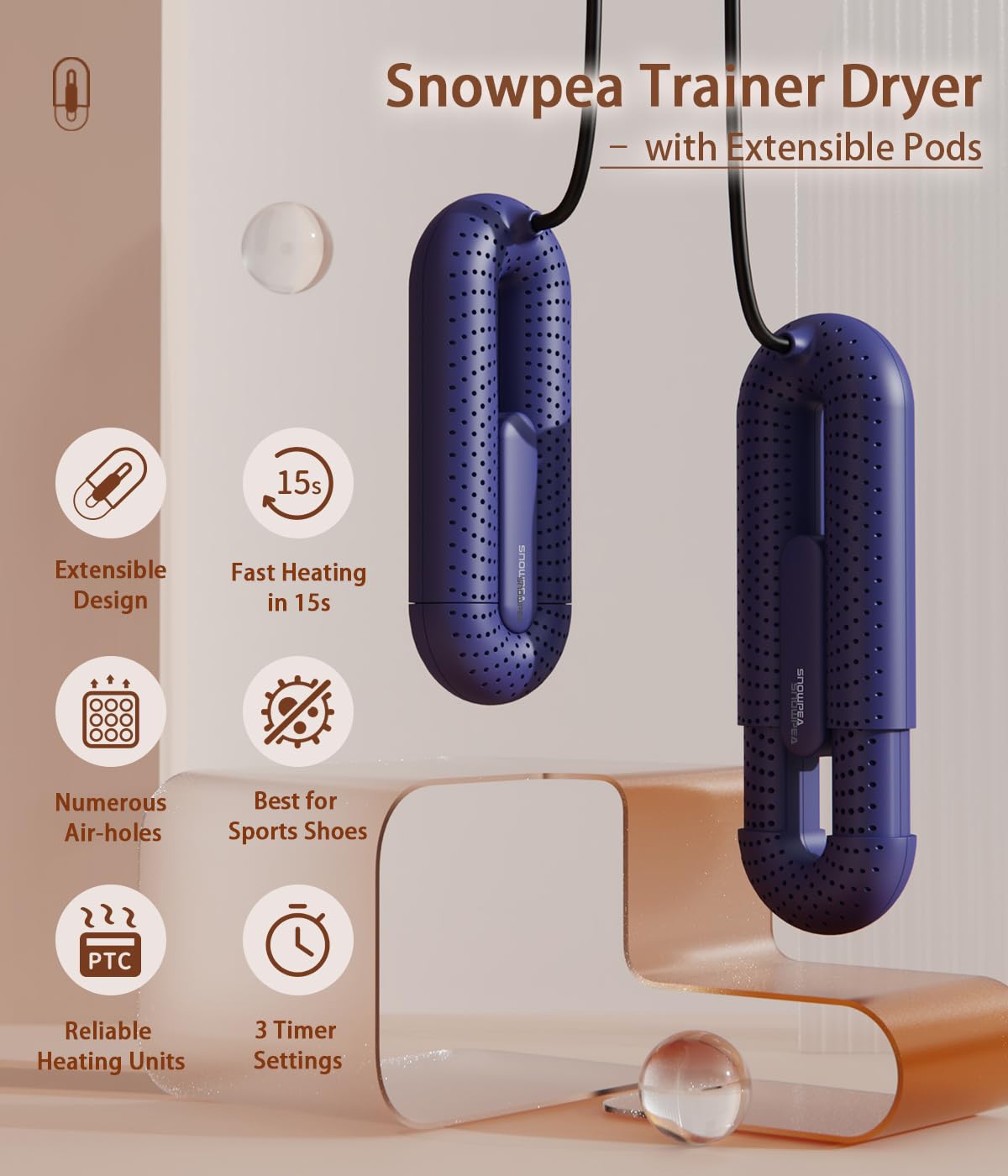 Snowpea Secador de Zapatos eléctrico Secador de Botas Secador de Entrenador para Botas Guantes con Temporizador de 3/6/9 Horas - Púrpura