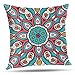 WzXlIzBH poszewek na poduszki 55x55 cm Retro Boho Różowo-Niebieska Mandala dekoracyjne poszewki na poduszki 22x22 Inch na sofę do salonu sypialni na patio ganek ogród samochód "D009