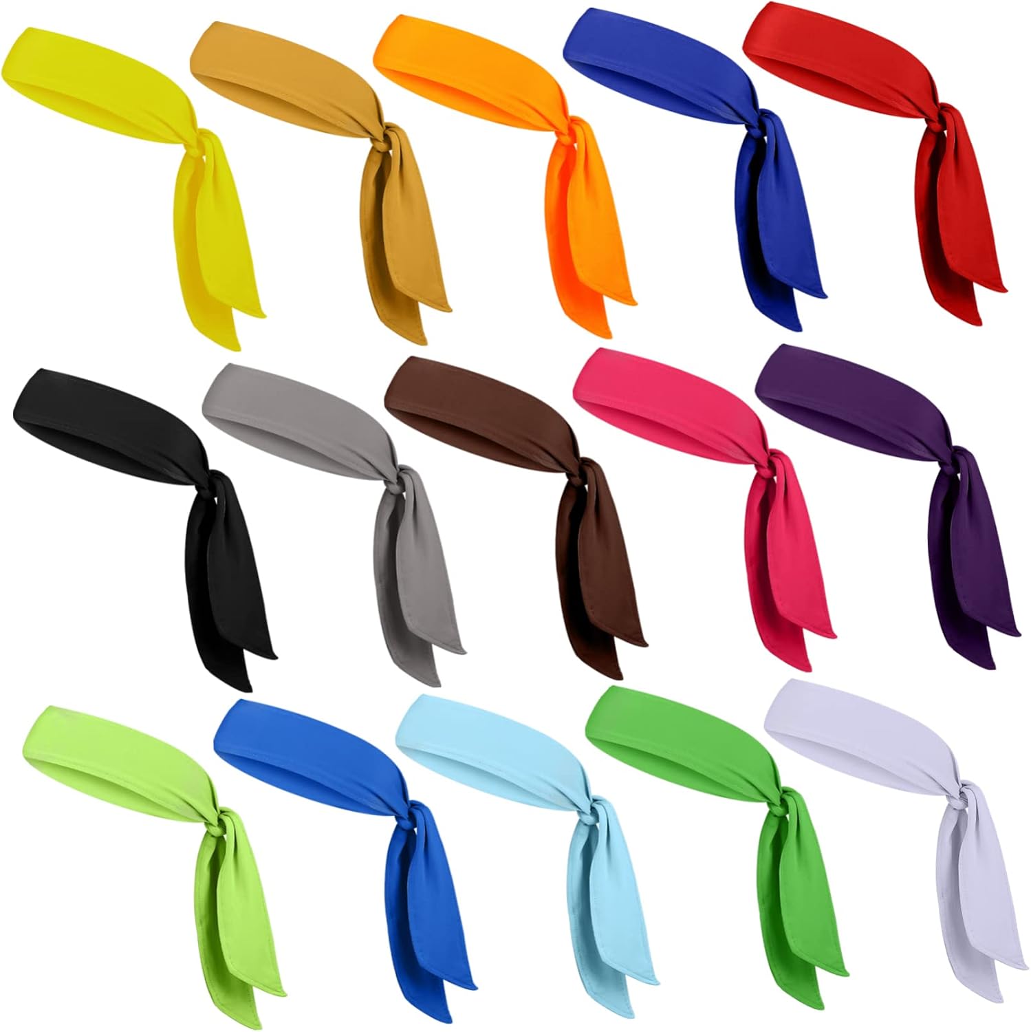 15 Pack Sports Headbands for Men and Women Adjustable Sweat Absorbent Athletic Hair Bands Moisture-Wicking Running and Tennis Accessories in 15 Colors