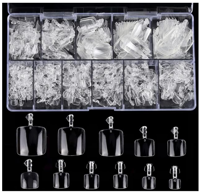 500PCS Fake Toenail Tips, Artificial False Nails for Nail Art - Natural DIY Toenails Kit for Women, Pedicure at Home