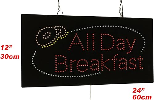 Miniatura 2 de Letrero de desayuno todo el día, señalización de TOPKING Signage, LED Neon Open, tienda, ventana, tienda, negocios, exhibición, regalo de gran