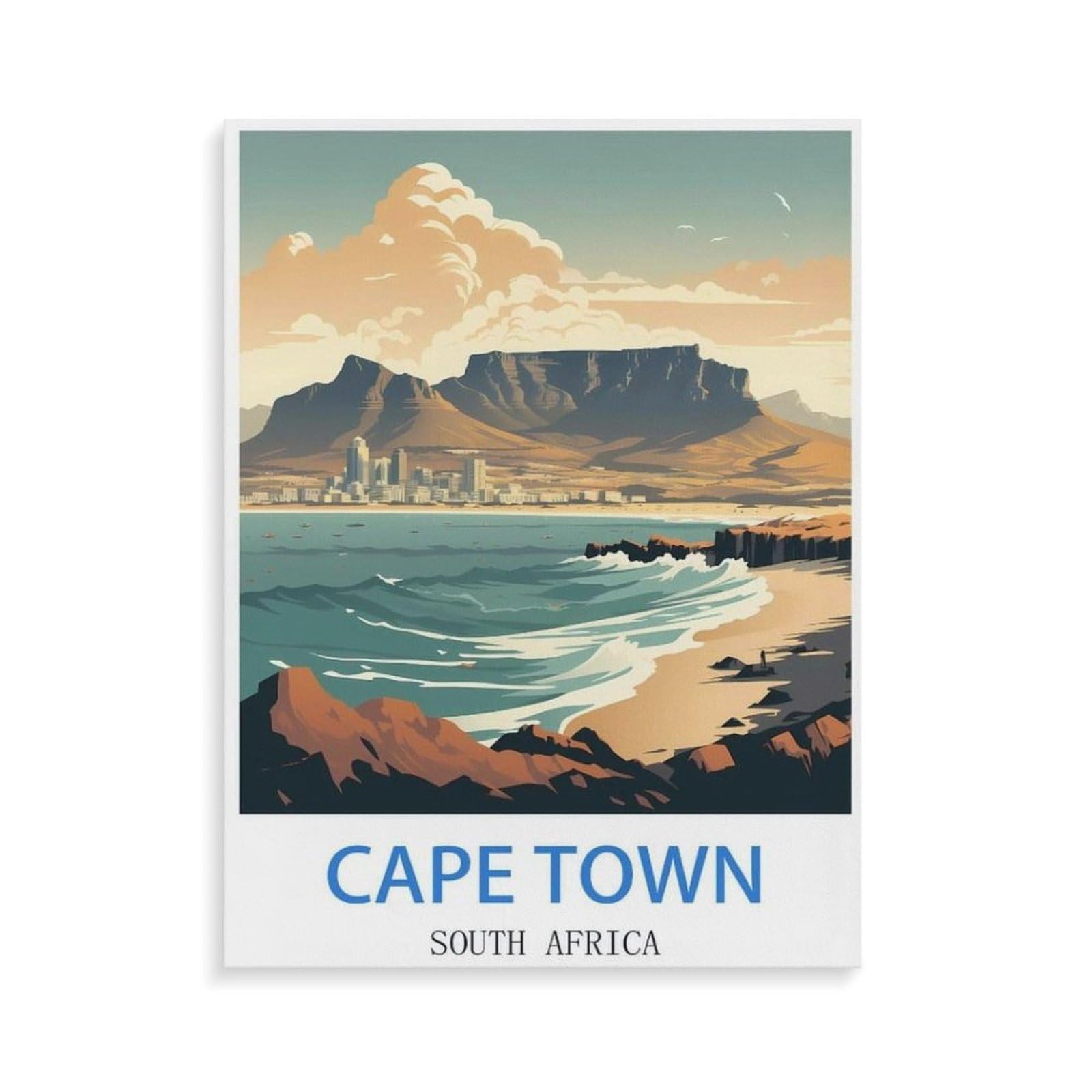 Beayodkp A23 Paint By Numbers，Cape Town South Africa，Diy Oil Painting Kits For Adults Kids Without Frame With Brushes And Acrylic Pigment Paint By Numbers Canvas Arts Crafts For Home Wall Decor(40X50cm）-O56