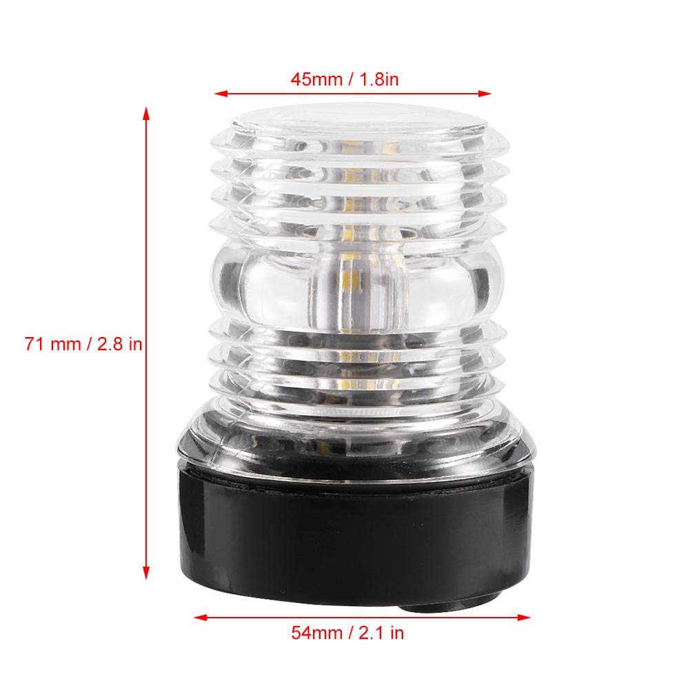 Feu De Navigation LED Blanc 360° 5W - Feu D'Ancre Bateau IP66 Pour Yachts Et Bateaux Jusqu'à 12m