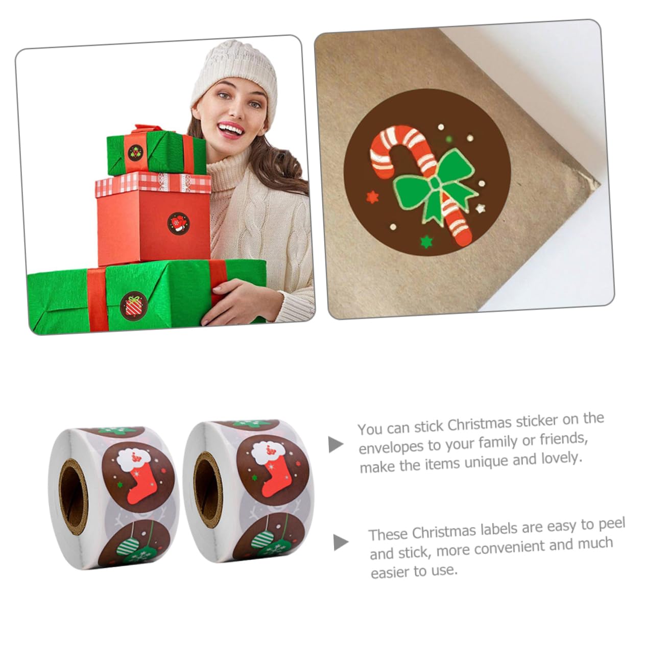 BESTYASH 10rotoli Etichette Adesive Natalizie Adesivi Decorativi Per Regali Natale Per Biglietti e Decorazioni Festive Design Natale