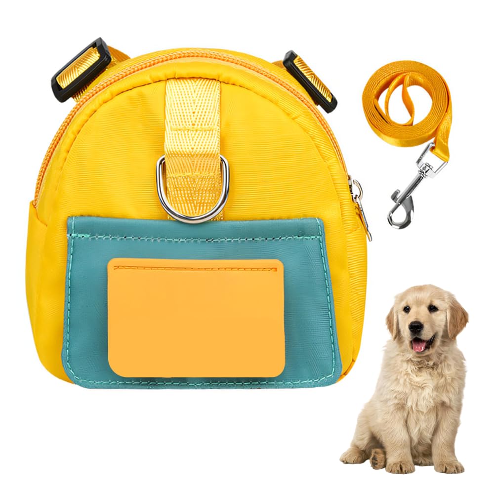 Dog Backpack Harness,Pet Travel Pack with Adjustable Straps and 1.5m nylon leash & D-Ring for Small Medium Dogs Outdoor Traveling Camping,Training, Walking