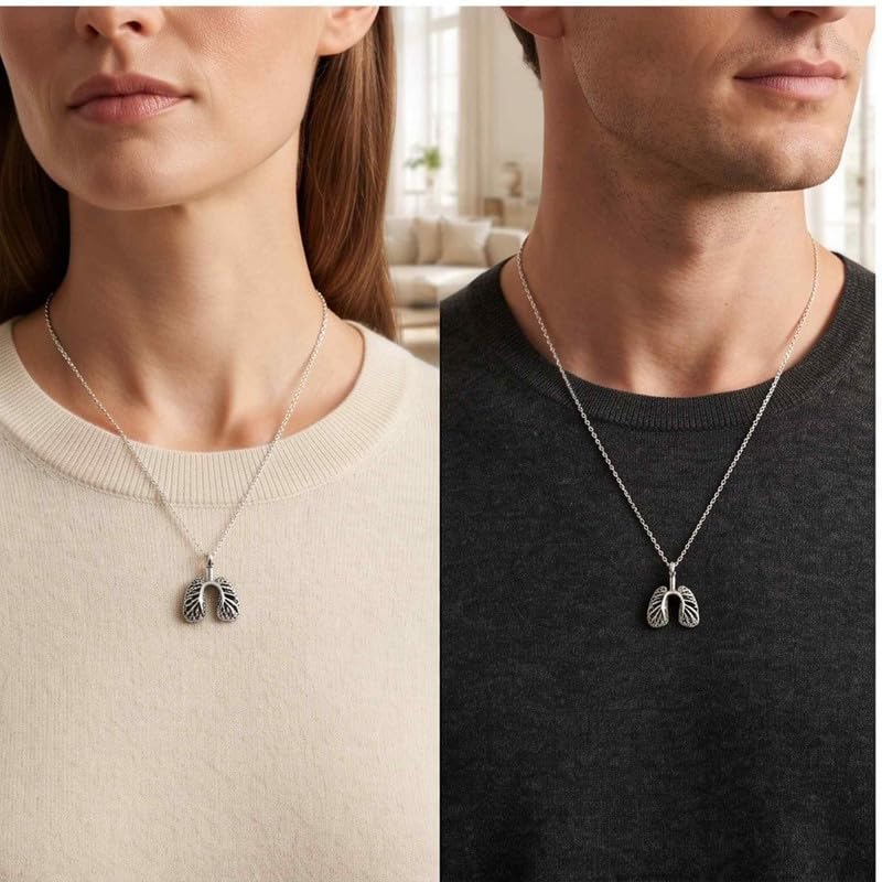 Collana a forma di polmoni anatomici in argento sterling 925 |WW_NLC_02674