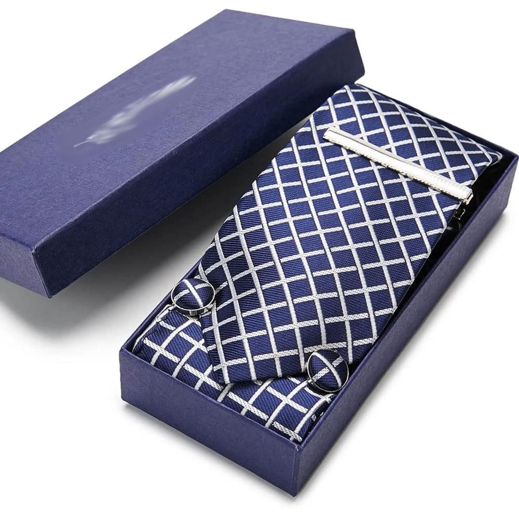 Manschettenknöpfe mit Geschenkbox Jacquard gewebte Krawatten-Set für Herren Hochzeitsfeier Geschenkbox Krawatten-Set