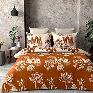 Krishu Fashion Bedsheet - Super King Size Bedsheets 108 X 108-9 Feet Bed Sheet 275 by 275 - Bedspread for King Size Bed - Bedsheet for Double Bed, 2 Pillow Covers,V66