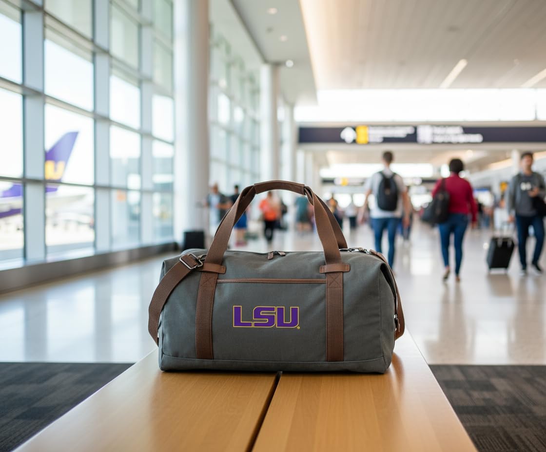 LSU Duffel Bag - Carryon, Overnight Travel Bag, Rich Canvas Fabric For LSU Tigers Fans and Alumni