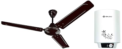 Bajaj New Shakti Neo 15L Metal Body 4 Star Water Heater with Multiple Safety System, White & Frore 1200 mm Ceiling Fan (Brown)