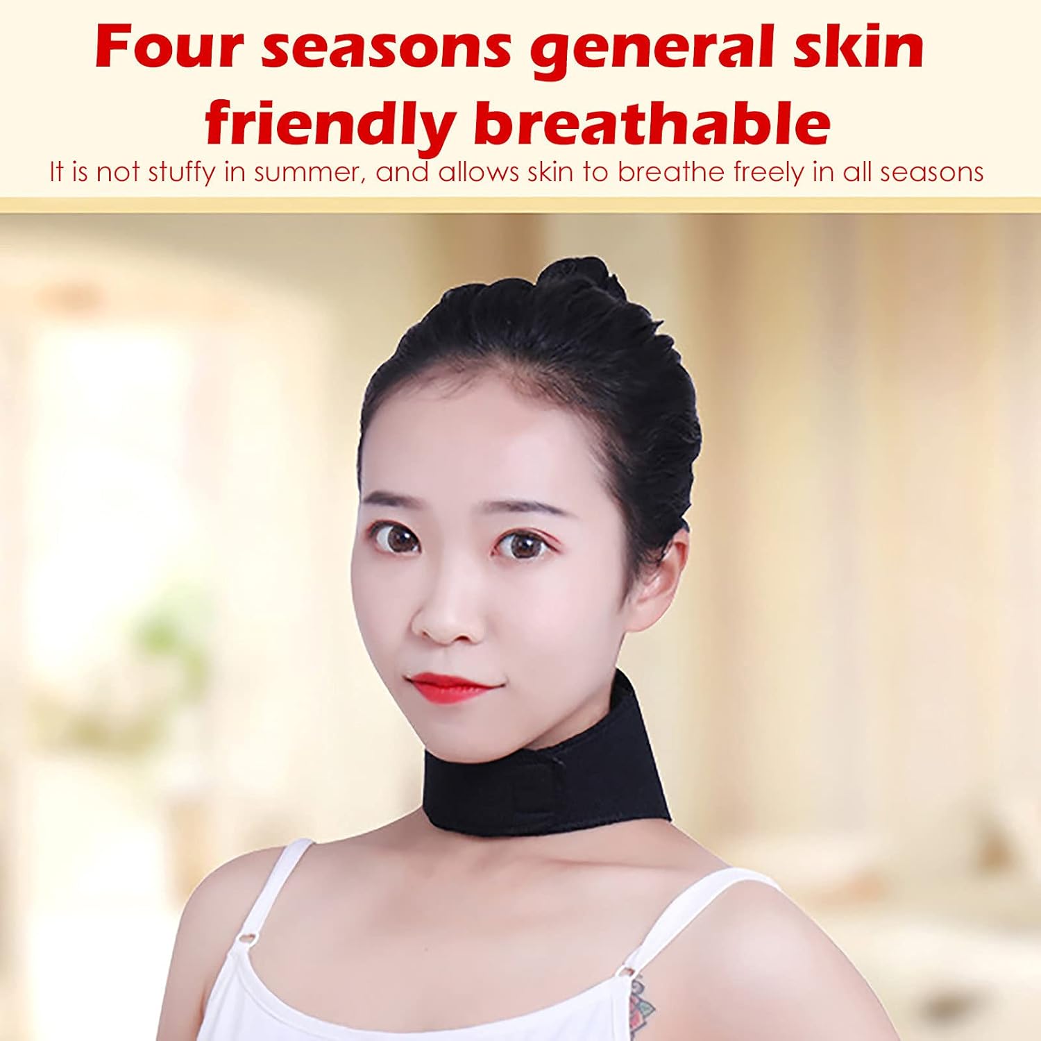 Neck Support Brace Strap Adjustable Self Heating Neck Stretcher Warm Neck Guard Protector (Black, one Size) : Sports & Outdoors