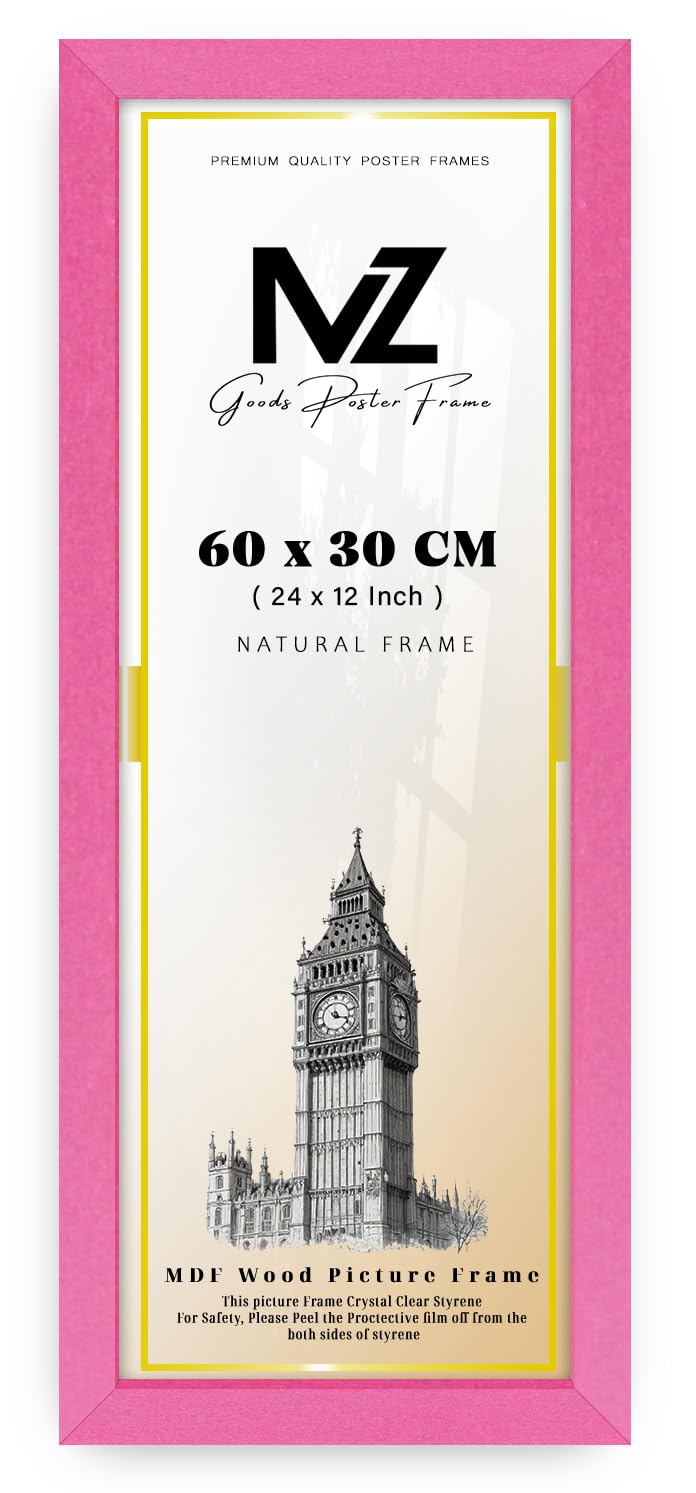 Mz Goods Pink | Classic (60 X 30 Cm) Picture Frame 12" X 24" Poster Frame - Picture Frame For Posters 600 X 300 Mm Frame [ ]