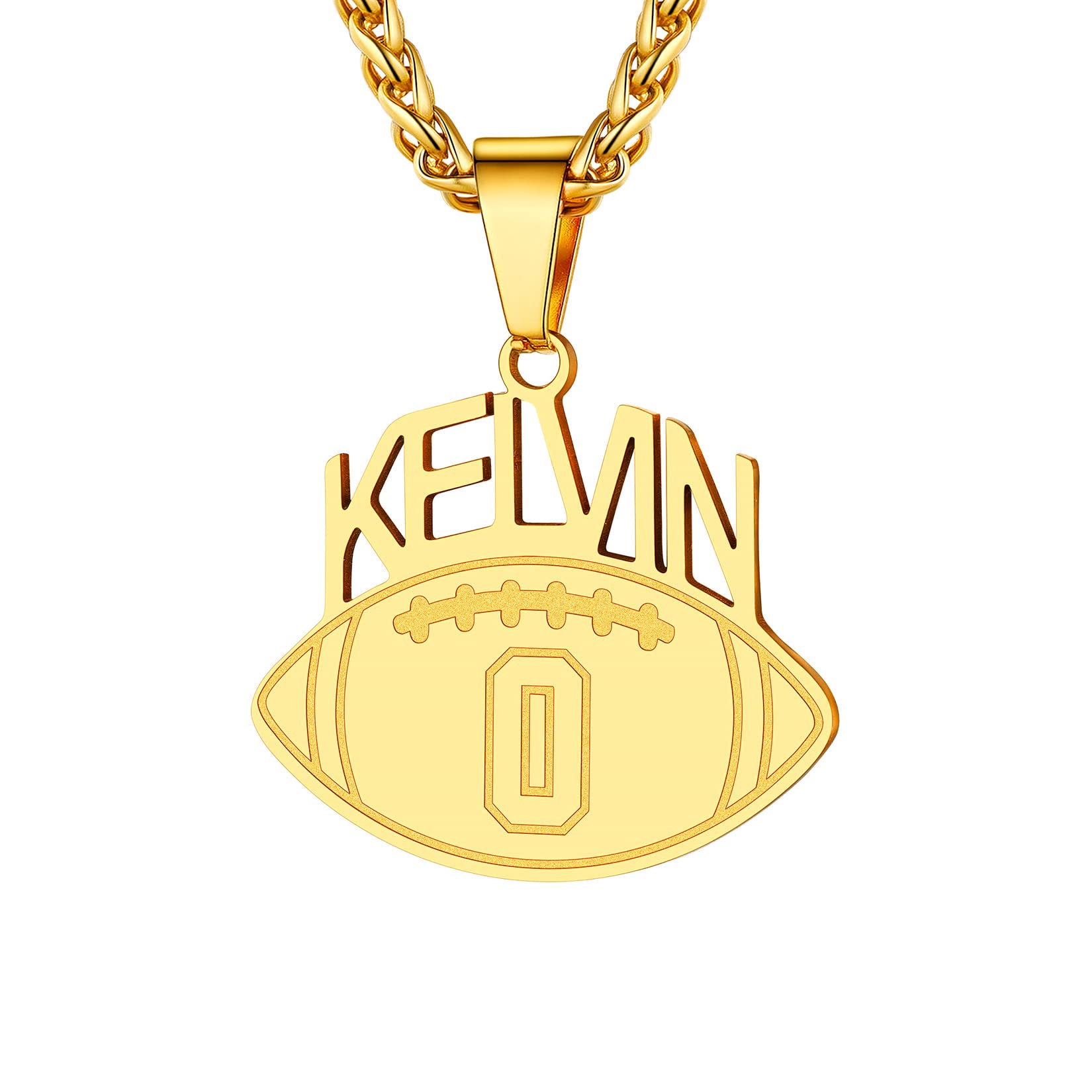 U7men Soccer Football Baseball Chain Stainless Steel 18k Gold