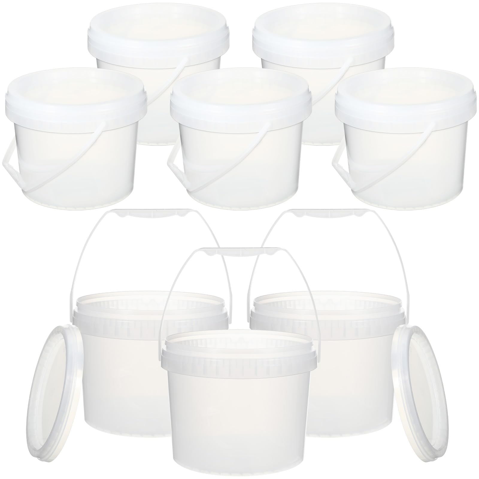 Didaey 8 Pcs White Plastic Bucket with Lid and Handle Food Storage Bucket Ice Cream Containers Food Grade Pail for Multipurpose Storage Art Crafts Projects(3 Gallon)