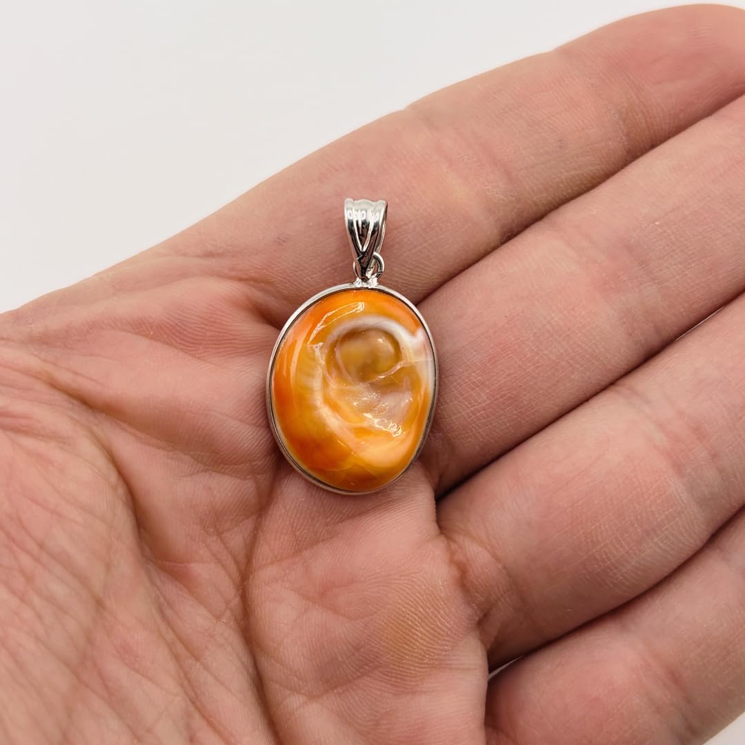 Ciondolo occhio di Santa Lucia montatura argento 925 pendente amuleto portafortuna gioiello artigianale unisex uomo donna