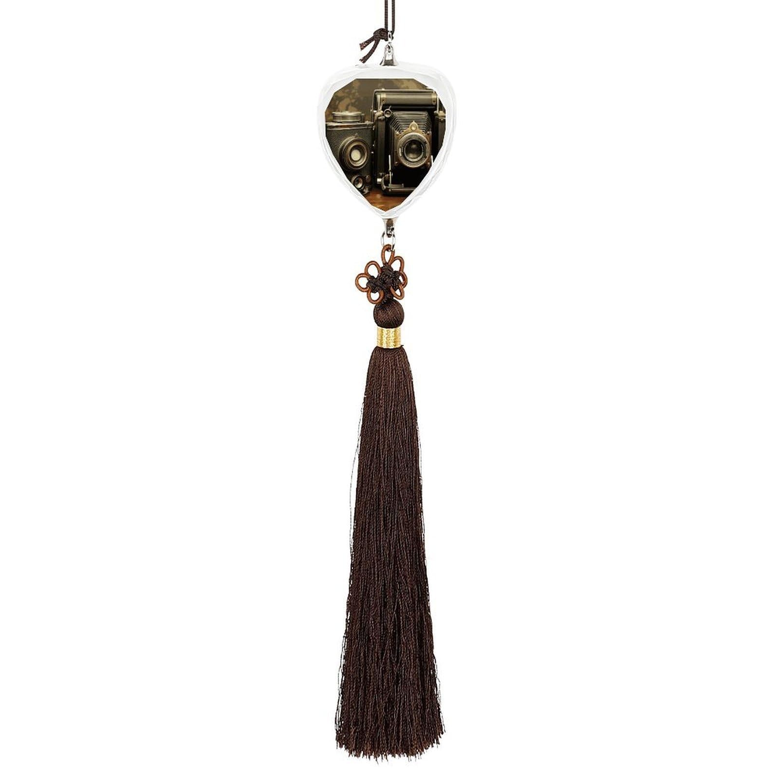 Old Camera Car Pendant Sun Catcher Crystal Ornament for Rearview Mirror, Elegant Car Hanging Ornament with Tassel for Home & Office Decor