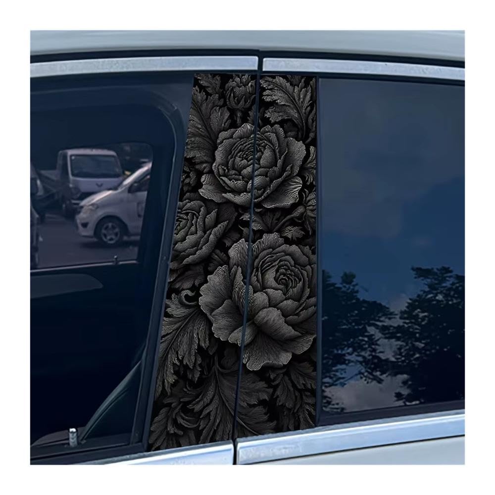 Bertdcx One Color Flowers Patterned Car Stickers Waterproof Scratch Resistant Auto Parts