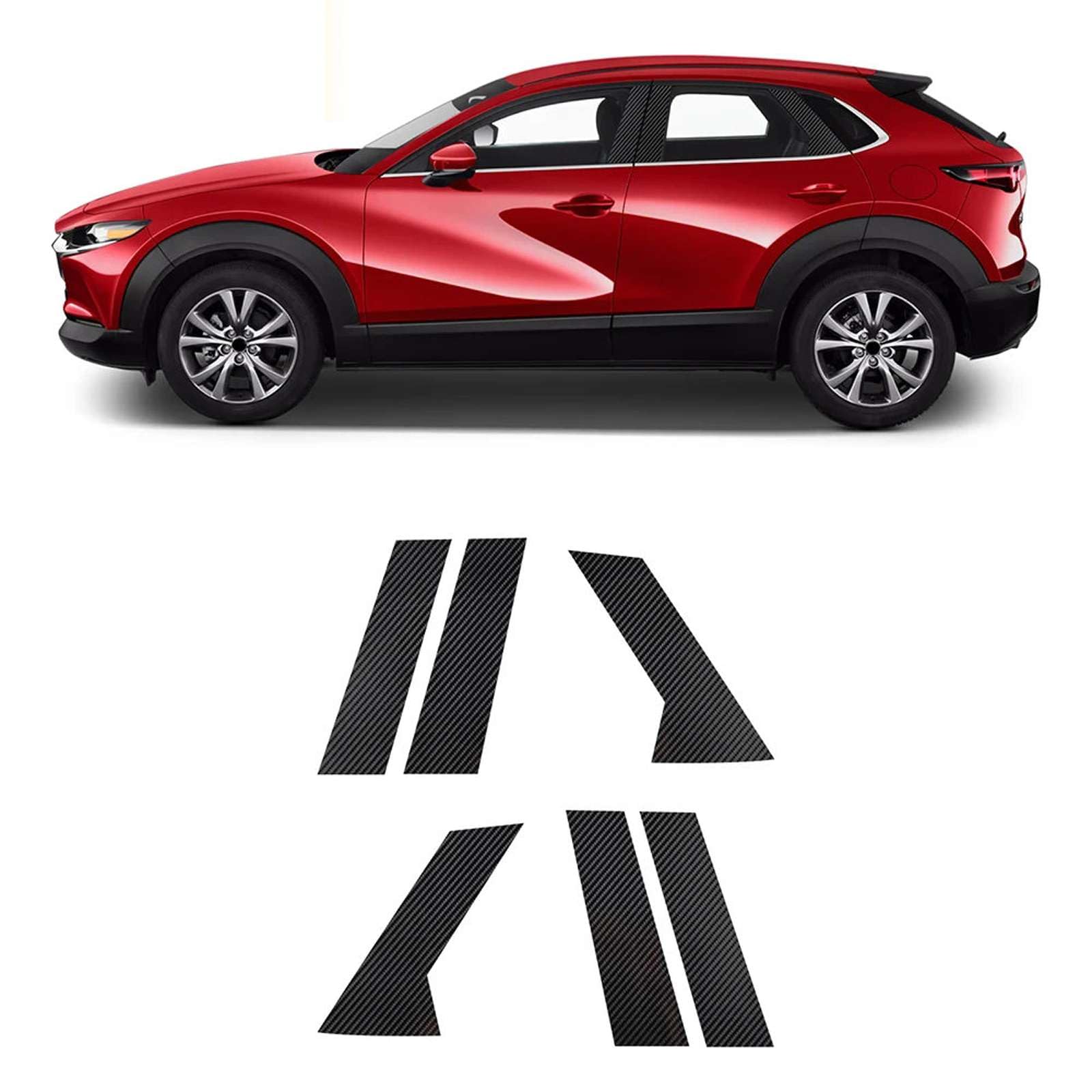 Film TPU Mazda CX30 stoppe les rayures des piliers carbone B C et protège vos rétroviseurs