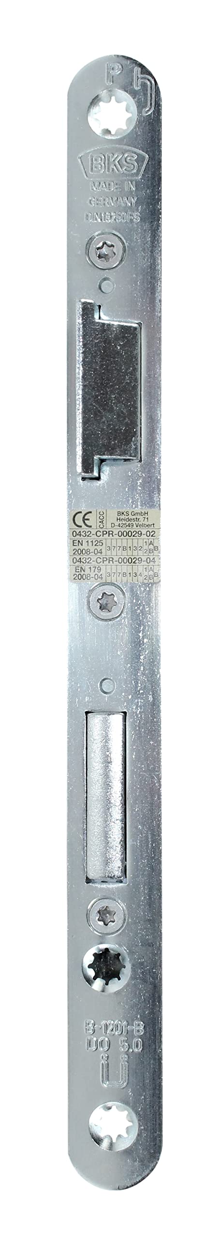 BKS FH Panikschloss Türschloss/Stahltürschloss, Funktion B mit geteilter Nuss, Dornmaß 65mm, Entfernung: 72mm, Stulp: 20x235mm abgerundet, DIN Links, incl. SN-TEC® Montageset (LINKS)