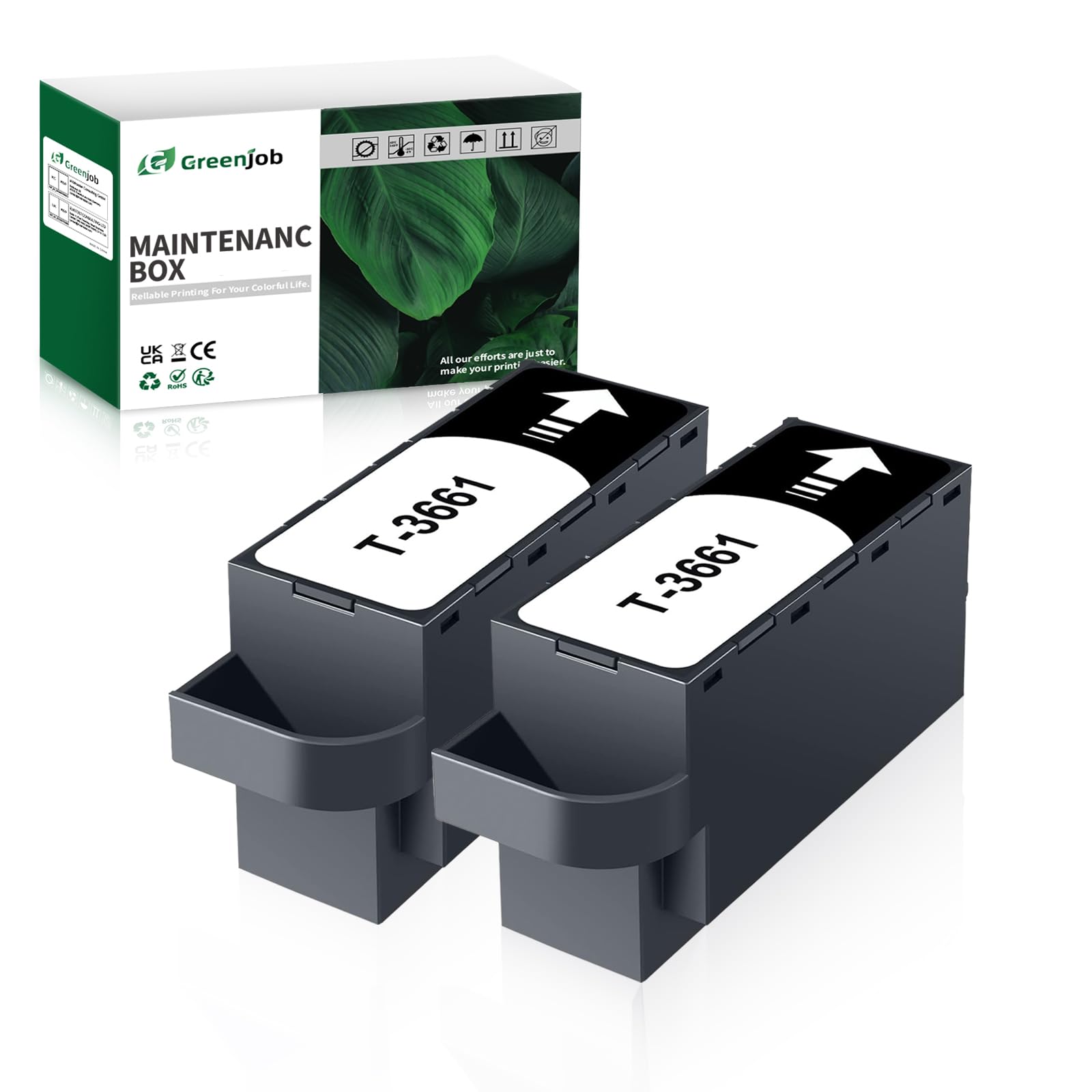 GreenjobT3661 Maintenance Box Replacement for Epson T3661 Maintenance Tank E-3661 C13T366100 Work with XP-6000 XP-6001 XP-6005 XP-6100 XP-6105, Expression Photo XP-8500 XP-8600 XP-8700 XP-8605 XP-970