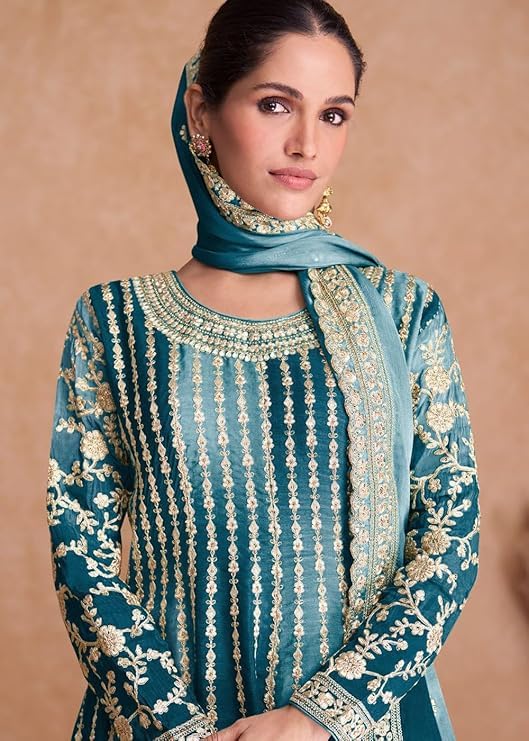 Ready to Wear Indian Pakistani Designer Embroidered Sharara/Palazzo Suit Set for Womens3