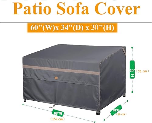 Miniatura 2 de Fundas impermeables para muebles de patio, resistentes a la decoloración, fundas para sofá biplaza de patio de 2 plazas, 60 pulgadas de ancho x 34