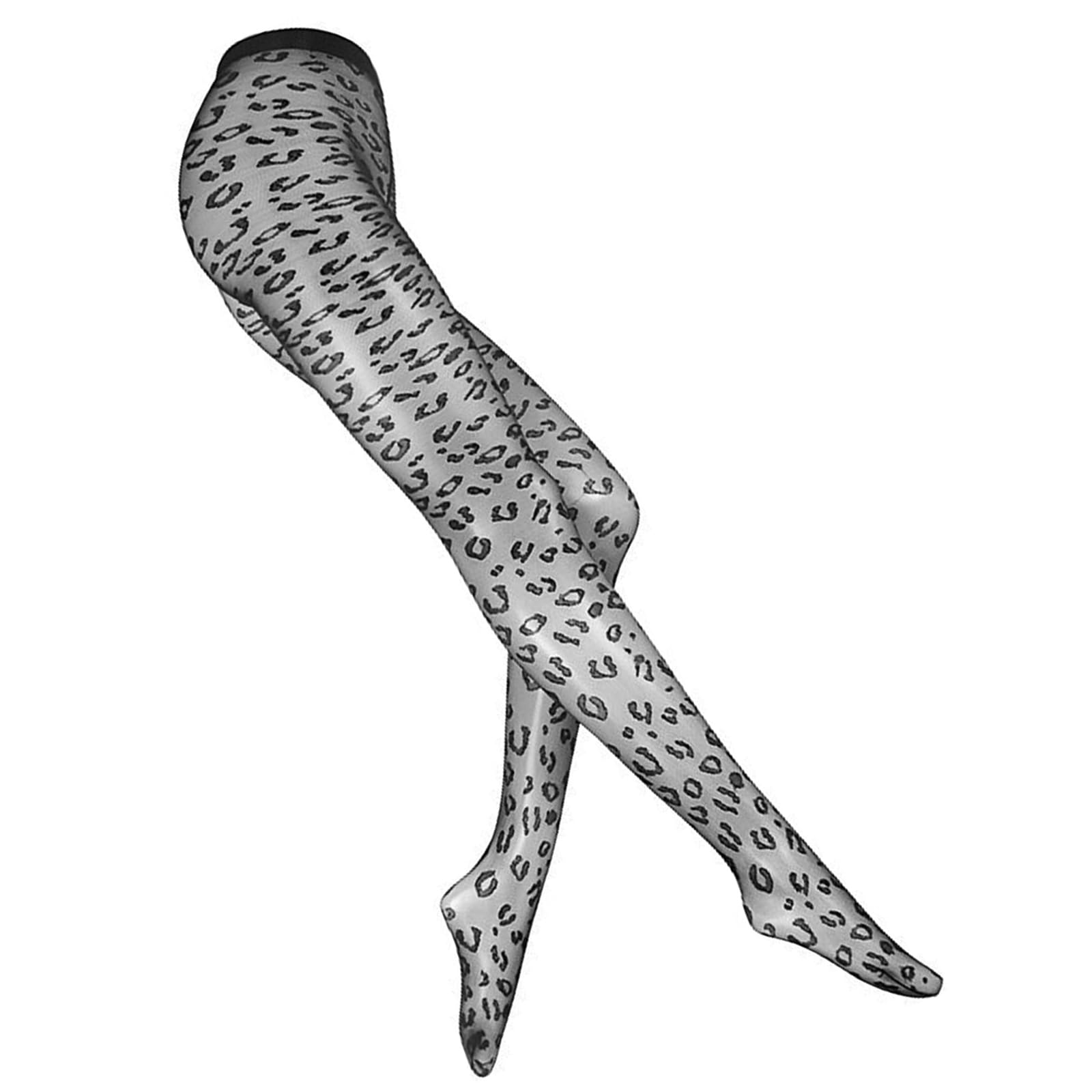 Uikios Women's Black Fashion Animal Dots Print Thin Sheer Tights Pantyhose For Semi Opaque Nylon Stockings High Waist Leggings Hosiery