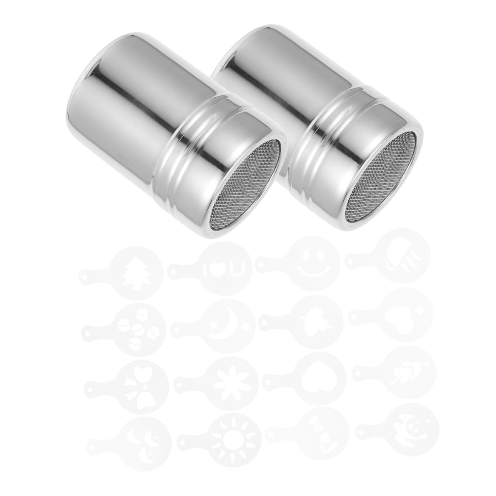 SOLUSTRE 2 Pack Condiment Bottle Set Powdered Sugar Duster Cocoa Powder Shaker Sugar Shaker Lid Stencils for