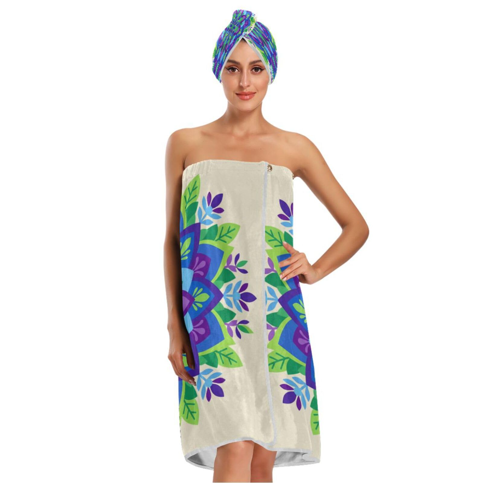 Serviette de corps femme réglable pour séchage rapide avec bandeau cheveux