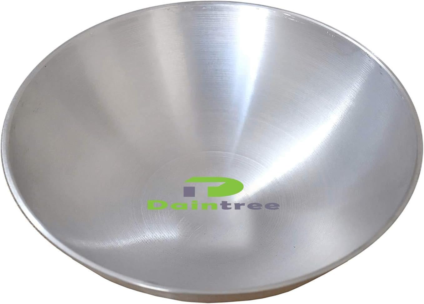 DAINTREE Aluminium Kitchen Cooking Kadhai Without Handle Round Bottom Deep Frying Karahi, 1500 ml, Silver