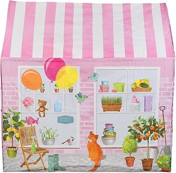 Pembe Çiçekli Kız Çocuk Oyun Evi Katlanabilir ve Eğlenceli Oyun Çadırı