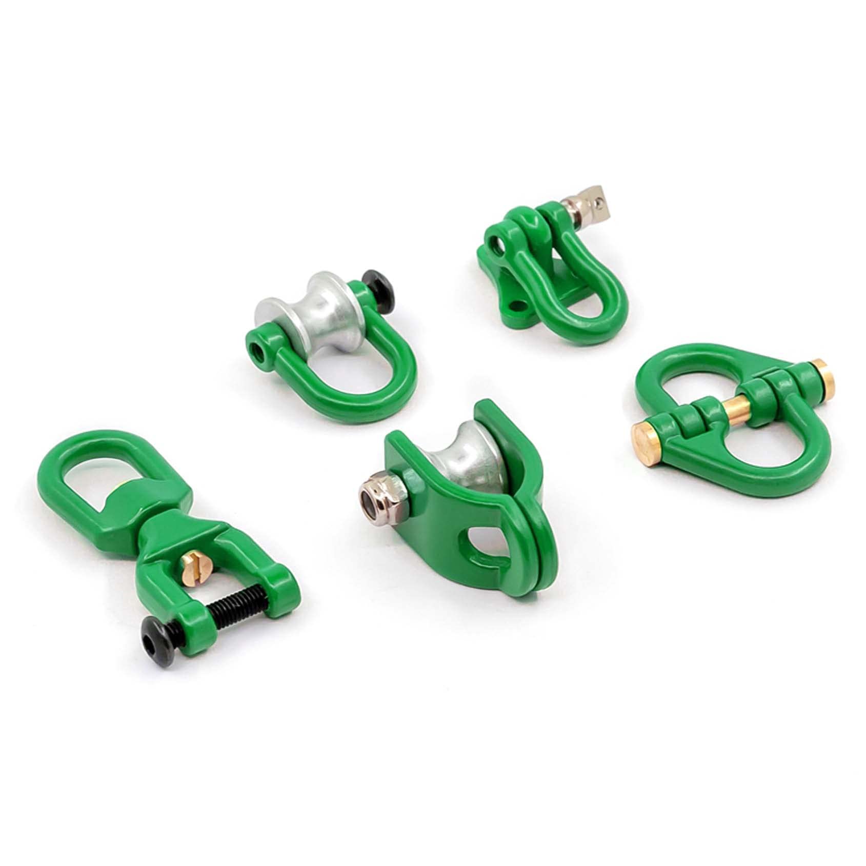 KEEDA RC Crawler Metal Lifting Pulley Butterfly Ring Buckle Rescue Tow Hook for 1/10 RC Crawler Car TRX4 RC4WD D90 TF2 Axial SCX10 CC01 (Green, 5PCS)