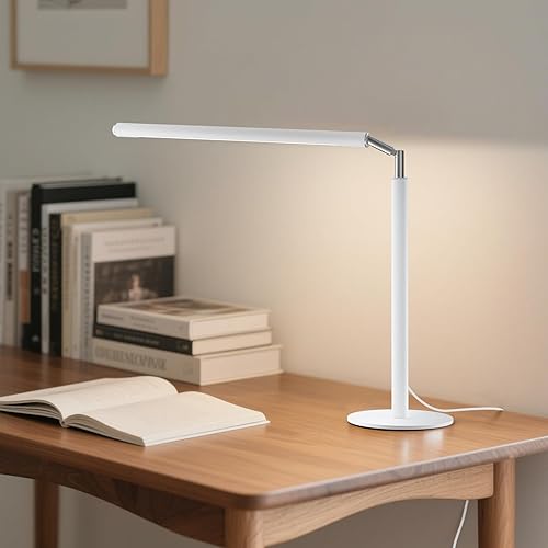 Miniatura 8 de Lámpara de escritorio LED blanca  Luz de escritorio industrial plegable para oficina en casa, lámpara de mesa regulable de 15 W para lectura con