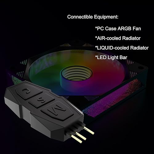 Miniatura 3 de DS Mini ARGB Kit de controlador de ventiladores de PC con función de juego uno a uno para ventiladores RGB de carcasa de computadora, disipador de