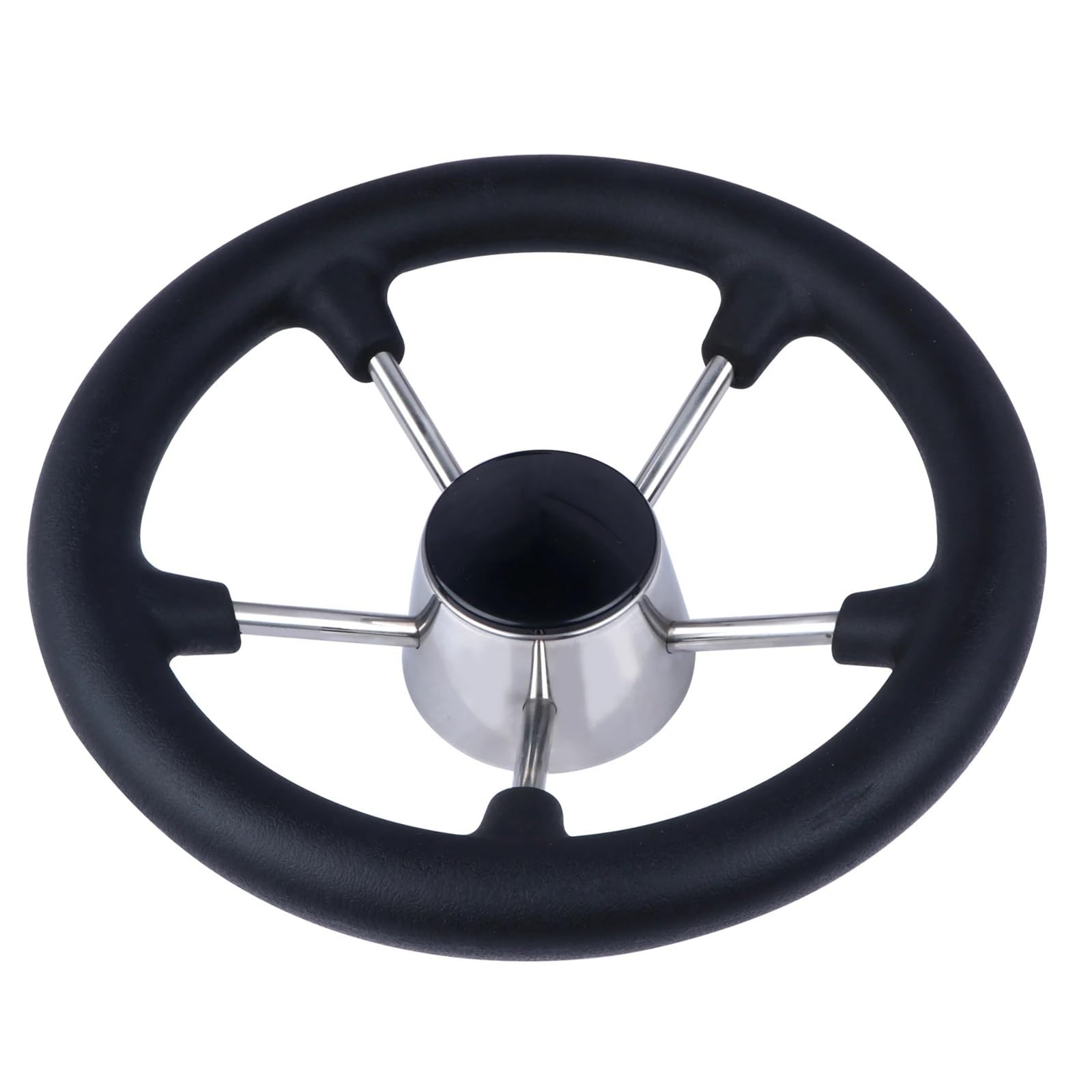Volante di barca Accessori for barche Volante marino for cacciatorpediniere a 5 razze in acciaio inossidabile da 11 pollici con schiuma nera