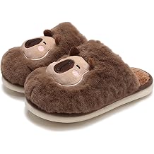 Fuzzy House Slippers for Women, Mens Slippers with Cute Capybara Face